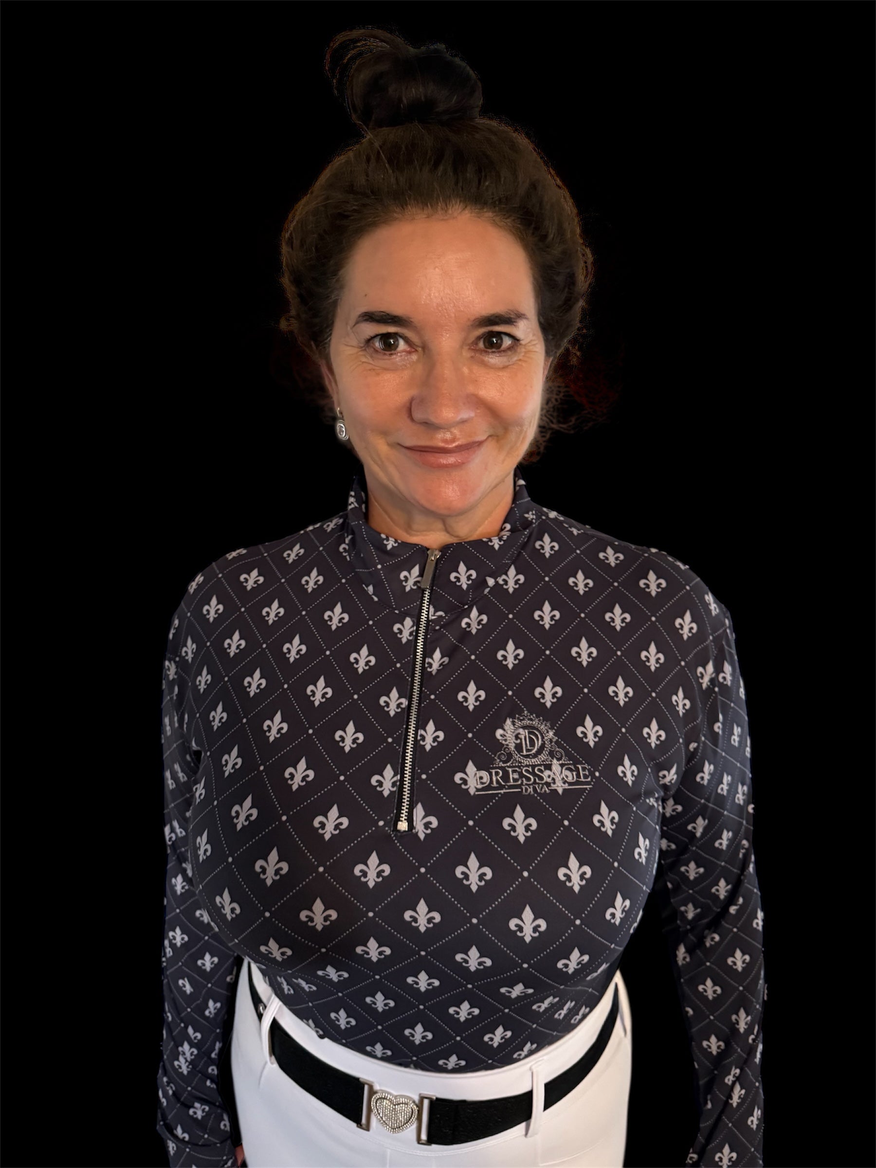 Equestrian base layer - Fleur de Lis Base Layer – Mesh Panel, Stretch Fit | Sizes 6–20